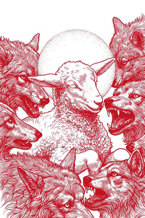 Stencil Animal: Lamb among wolves
