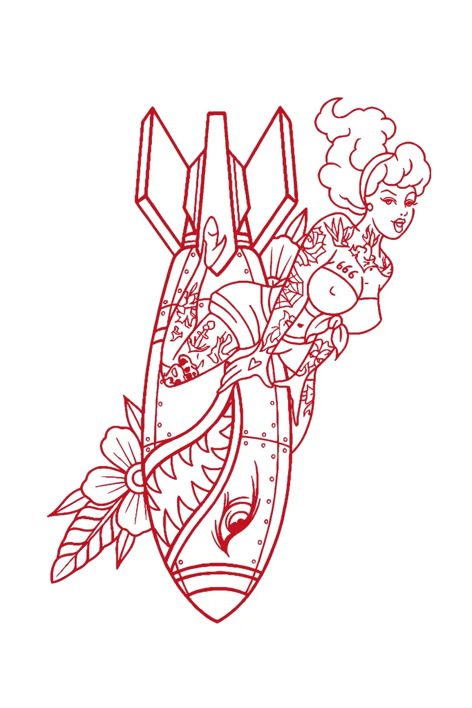 Stencil Engraving: Old-school pin-up