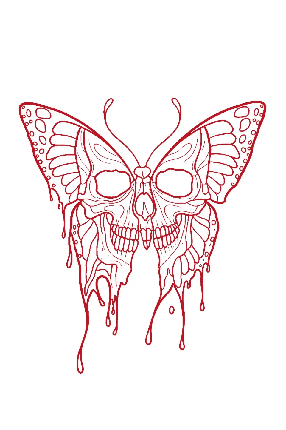 Stencil Outline: Butterfly skull