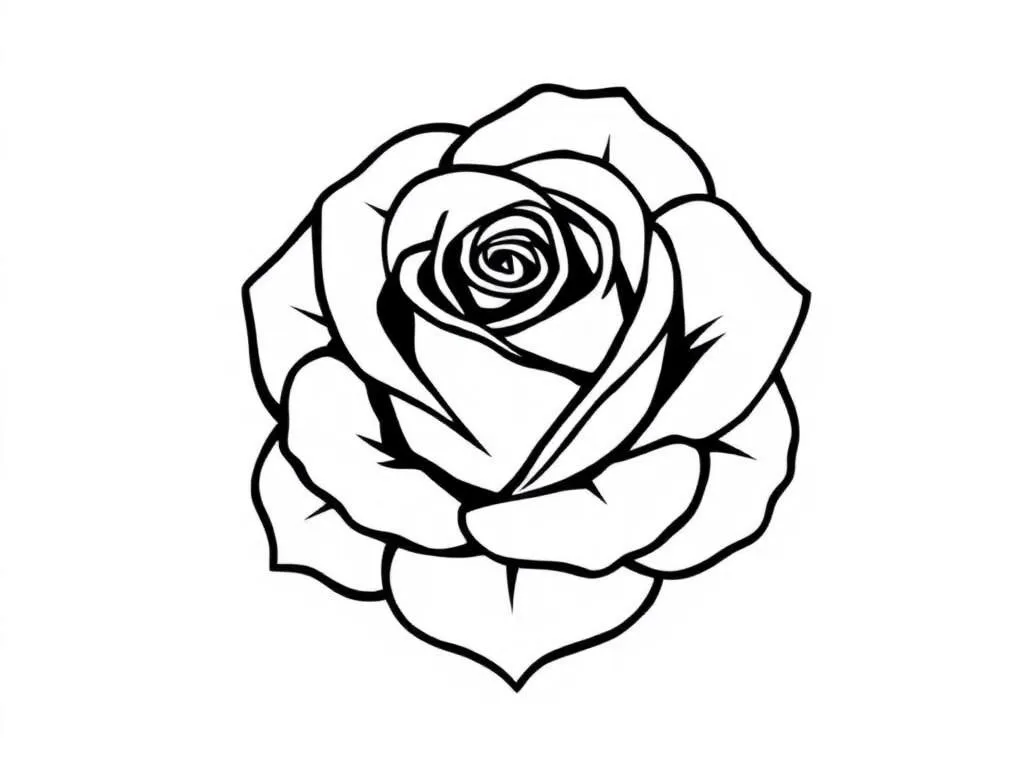 Outline stencil of a rose